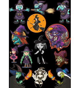 Cadı Sticker Set-1 13 Parça Telefon, Tablet, Defter, Laptop Sticker