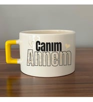 Canım Annem Baskılı Sarı Kulplu C Fincan