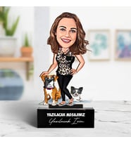 Kişiye Özel Köpek Seven Kadın Karikatürlü Biblo