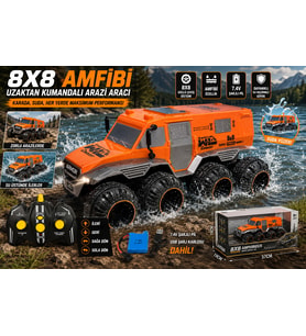 8x8 Amfibi Uzaktan Kumandalı Arazi Aracı Su Üstünde Giden 4x4 Güçlü Off-Road RC Kamyon