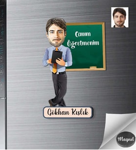 Kişiye Özel Öğretmeni  Erkek Ahşap Magnet -1