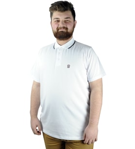 Mode XL Büyük Beden T shirt Polo Likralı Süprem Nakış 21554 Beyaz