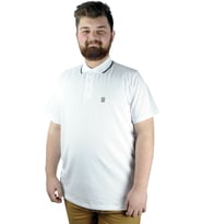 Mode XL Büyük Beden T shirt Polo Likralı Süprem Nakış 21554 Beyaz