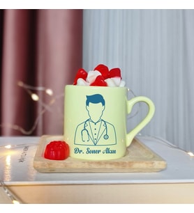 Doktor Tasarımlı Kişiye Özel Sarı Türk Kahvesi Fincanı