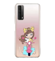 Huawei P Smart 2021 Uyumlu Kapak Vespagirl Tasarımlı Şeffaf Silikon Kılıf