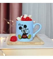 Mickey Mouse Tasarımlı Kişiye Özel Mavi Türk Kahvesi Fincanı