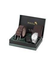 Polo Air Erkek Kol Saati Kemer Mıknatıslı Cüzdan Çakmak Seti Gümüş Renk PL-7063E3