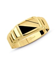 Erkek Kare Çizgi Mineli Yüzük (Gold)