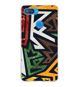 Xiaomi Mi 8 Lite Uyumlu Kapak Soyut Grafiti Tasarımlı Şeffaf Silikon Kılıf