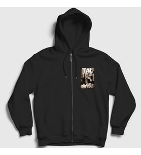 Presmono Unisex Siyah Mikhail Tal Büyükusta Satranç Fermuarlı Kapüşonlu Sweatshirt 421768tt