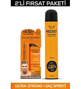 Fontenay Saç Şekillendirici Pudra Toz Wax Ultra Strong Turuncu + Saç Spreyi 400ml 2'Li Set 2