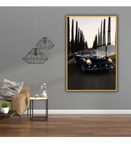 Metal Çerçeveli Temperli Cam Tablo Üstü Açık Klasik Ferrari 250 (Gold)