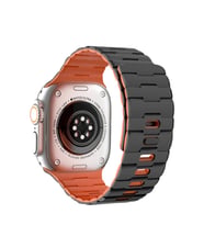 Uray store Apple Watch Ultra 49mm Wowen Kordon - Siyah-Turuncu