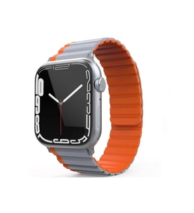Mey İthalat® Watch 42Mm Mo-Wb1 Çift Renk Mıknatıslı Silikon Kordon - Gri-Turuncu