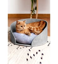Peluş Kedi Yatağı, Gri, Konforlu ve Şık Evcil Hayvan Yuvası