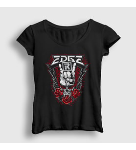 Presmono Kadın Siyah Skull Güreş Wwe Edge T-Shirt 524869tt