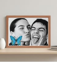 BK Gift Kişiye Özel Fotoğraflı Kelebekli Derin Ahşap Çerçeve, Ev Hediyesi, Sevgiliye Hediye