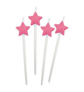 4 ADET PEMBE YILDIZ PASTA MUMU PEMBE YILDIZ DOĞUM GÜNÜ PASTA MUMU PEMBE PASTA MUMU PEMBE YILDIZ MUM