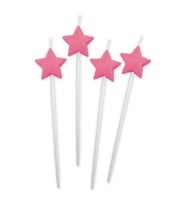 4 ADET PEMBE YILDIZ PASTA MUMU PEMBE YILDIZ DOĞUM GÜNÜ PASTA MUMU PEMBE PASTA MUMU PEMBE YILDIZ MUM