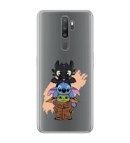 Oppo A5 2020 / A9 2020 Uyumlu Sevimli Baby Yoda ve Stitch Desenli Şeffaf Telefon Kılıfı