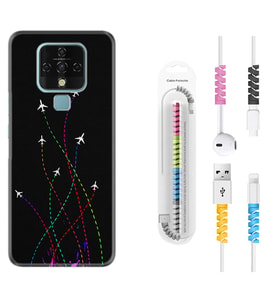 Tecno Camon 16 18P Pova 3 Pova Neo Kılıf Kablo Koruma Spiral Silikon Line Planet 1736