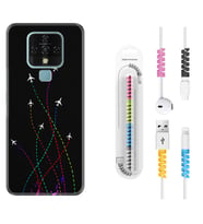 Tecno Camon 16 18P Pova 3 Pova Neo Kılıf Kablo Koruma Spiral Silikon Line Planet 1736