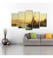 ÖZCANLAR  Kanvas Tablo Baskı- Mdf baskı -Parçalı Kanvas- Çerçeve-Dekor   Tuval Baskı -Yağlı Boya-Osmanlı Tablo- Modern Tablo-Resim-60X100-5'li Kanvas