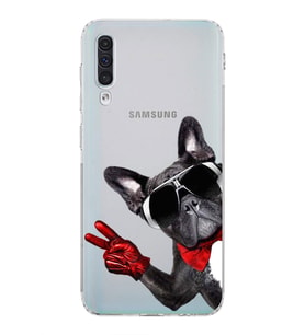 PrintiFy Samsung Galaxy A50s ile Uyumlu Köpek 2 Kamera Korumalı Şeffaf Kılıf