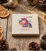 Kişiye Özel Be Cutie Unicorn  Bardak Altlığı Doğum Günü Hediyesi (Krem)