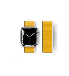 Apple Watch 42mm Hasırlı Cırtcırtlı Kordon - Sarı