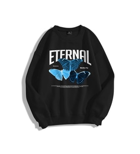 Trendiz Unisex Eternal Bisiklet Yaka Sweatshirt (Siyah)