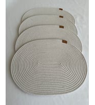 Jüt Amerikan Servis Sofra Altlığı, Masa Dekoru Supla Oval Mavi 30x40 4lü (Beyaz)