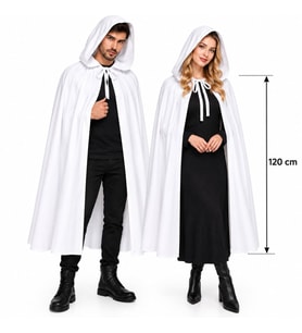 120 cm Beyaz Kapüşonlu Uzun Hayalet Pelerin (5343)