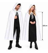 120 cm Beyaz Kapüşonlu Uzun Hayalet Pelerin (5343)