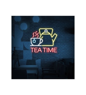 TEA TIME Yazılı ve Şekilli Neon Tabela