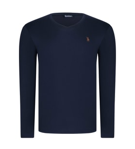 T8587 DEWBERRY V YAKA ERKEK UZUN KOL T-SHIRT-AÇIK LACİVERT
