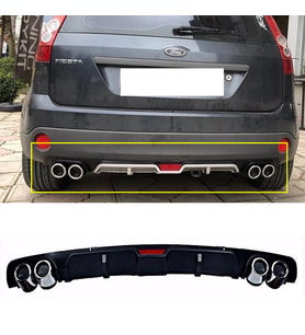 Ford Fiesta Siyah Difüzör 4 Krom Egzoz Görünümlü Difizör Arka Ek Body Kit 2003 - 2008