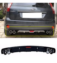 Ford Fiesta Siyah Difüzör 4 Krom Egzoz Görünümlü Difizör Arka Ek Body Kit 2003 - 2008