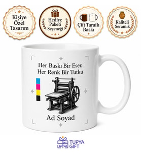 Matbaacı Baskı Makinesi CMYK Renk Ayrımı Kağıt Kesim Kupa Bardak Hediye