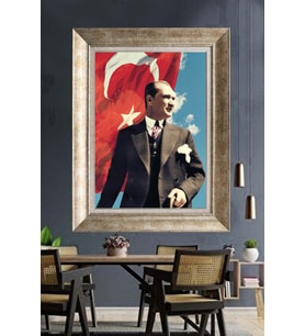 Gümüş Çerçeveli Atatürk Tablo za214