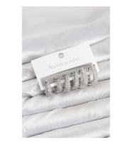 Mey İthalat® 316L Çelik Gümüş Renk Zirkon Taşlı Damla Halka Küpe Seti