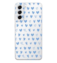 Samsung Galaxy S21 FE Uyumlu Mavi Kalpler Tasarımlı Şeffaf Telefon Kılıfı