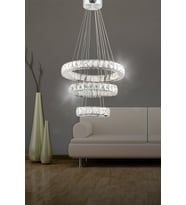ZİLLA 3'LÜ MODERN SARKIT KRİSTAL TAŞLI LED AVİZE - 3 RENK KUMANDALI - ( Beyaz - Sarı - Gün Işığı )