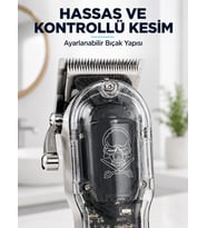 Profesyonel Saç Tıraş Makinesi Şarjlı LCD Ekranlı 4 Taraklı 1800 mAh Güçlü Motorlu Saç Kesme Makines