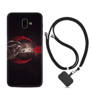 Samsung J6 Plus J7 Prime J7 Pro M20 Kılıf Boyun Askılı Silikon Kurt ve Ay Yıldız 1403