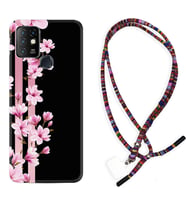 INFINIX Hot 8 9 10 11S Hot 10 Play 10T Kılıf Boyun Asklı Rasta Silikon Pink Flowers 3 1393
