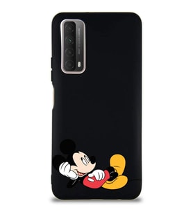 Huawei P Smart 2021 Soft Premier Kapak Mickey Mouse-F Tasarımlı Silikon Kılıf - Siyah (Şeffaf)