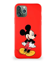 Apple iPhone 11 Pro Soft Premier Kapak Mickey Mouse-D Tasarımlı Silikon Kılıf - Kırmızı (Şeffaf)