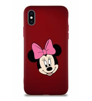 Apple iPhone X Soft Premier Kapak Minnie Mouse-C Tasarımlı Silikon Kılıf - Mürdüm (Şeffaf)