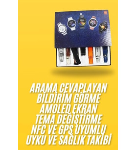 7 Kordonlu Akıllı Saat Siyah Kasa Dokunmatik Ekran Uyku Takibi